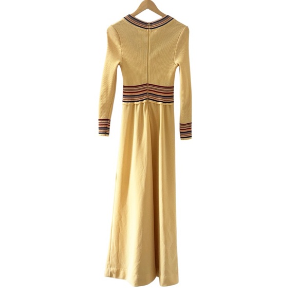 VINTAGE Adrien’n Emilie Yellow Maxi Dress 60’s-70’s Size Small/Medium - Picture 4 of 6